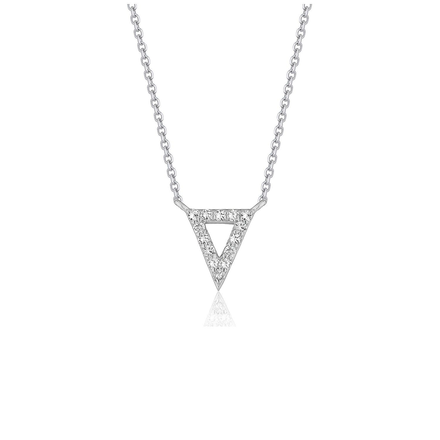 Diamant Inverted Dreieck Anhänger in 14 Karat weißem Gold