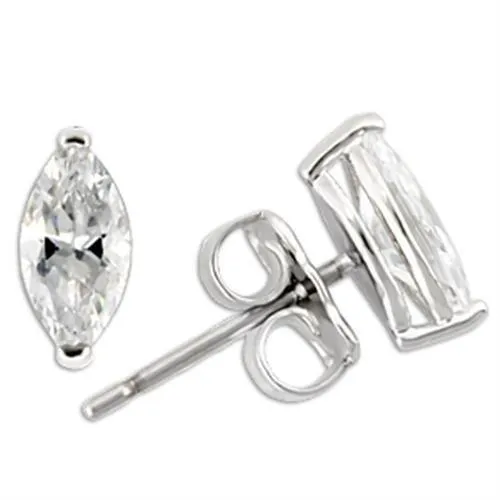 0W167 - Rhodium 925 Sterling Silber Ohrringe mit AAA-Klasse CZ in Clear