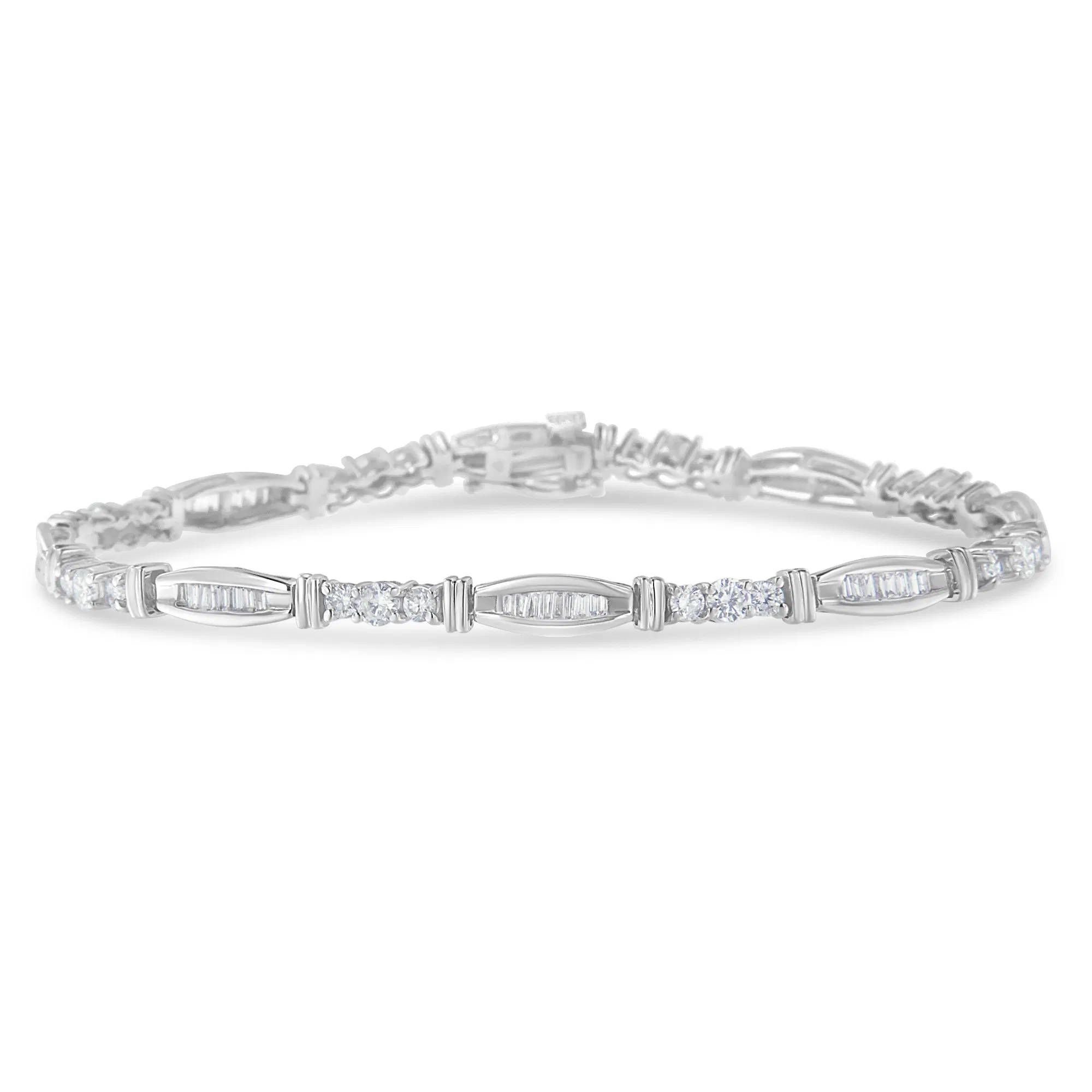 10 Karat Weißgold geometrisches Muster Diamant Tennis Armband (3 cttw, H-I Farbe, SI2 - I1 Klarheit)