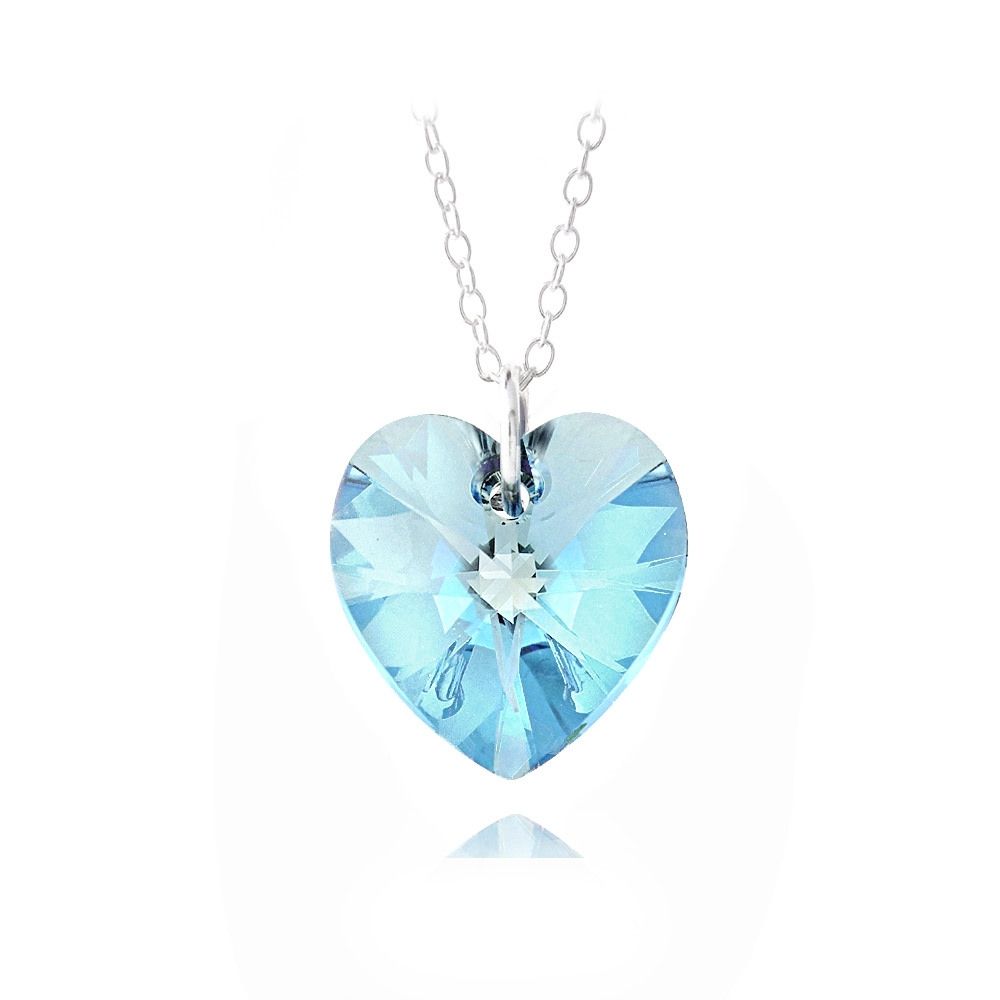 Sterling Silber Aquamarine Swarovski Elemente Herz Halskette