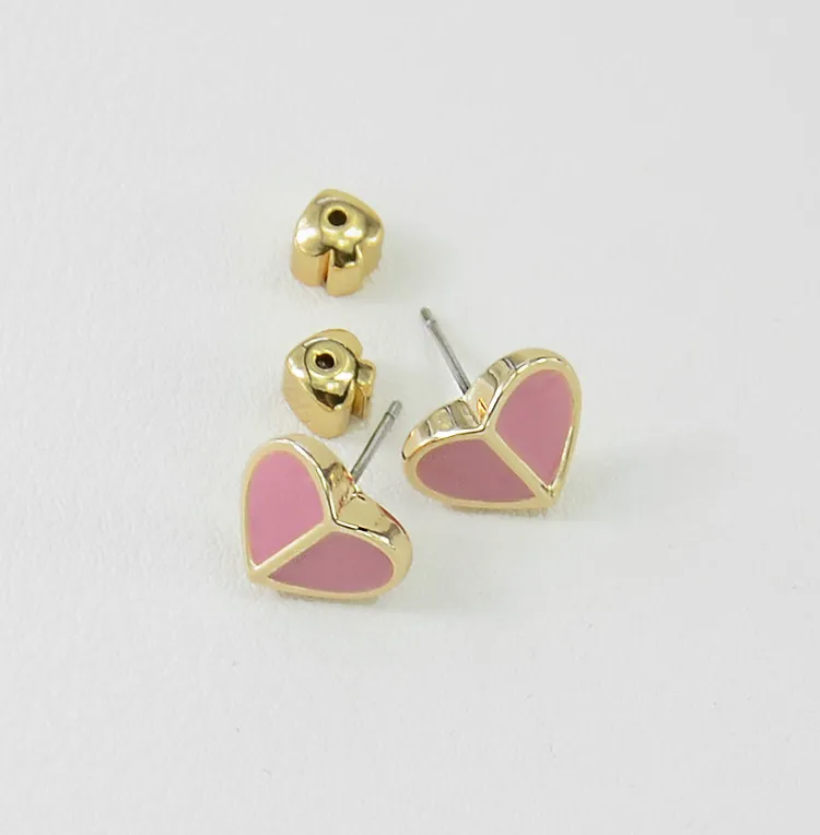 Damen enamel dreidimensionalen Herz Stud Ohrringe