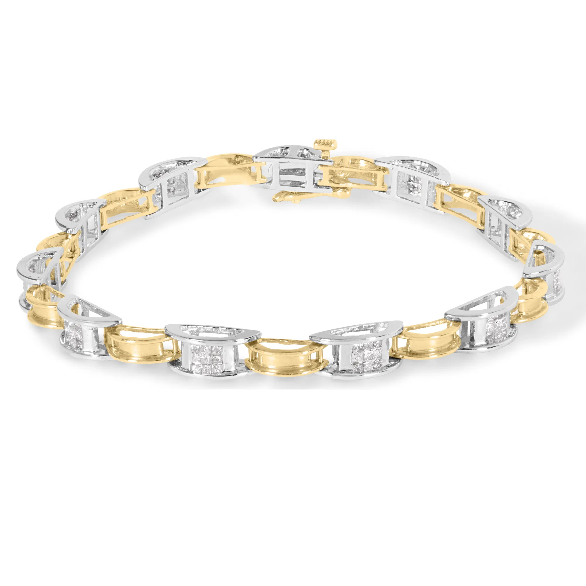 14 Karat Zwei-Ton - Gold 1,00 Cttw Princess-Cut Diamond Chain Link 7