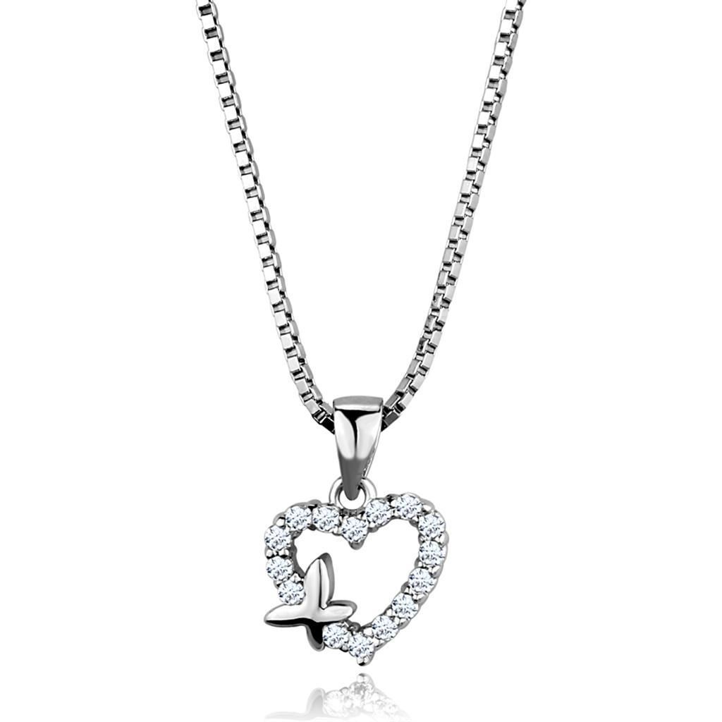 3W840 - Rhodium-Messing - Kette Anhänger mit AAA-Klasse CZ in Clear