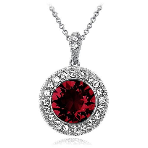 Silberton Rot & Clear Swarovski Elemente Halo Halskette