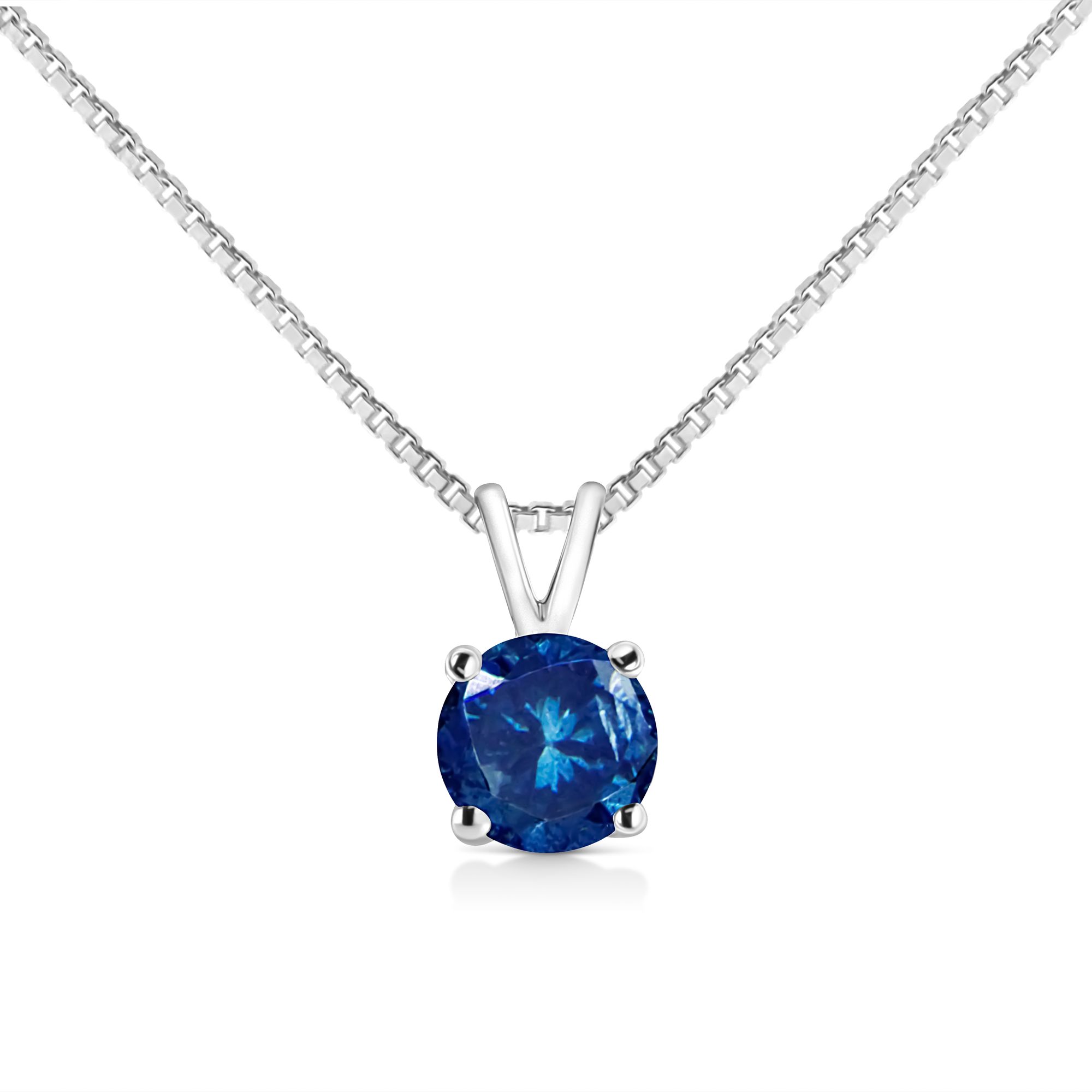 14K Weißgold 1/2 Cttw Round Brilliant Cut Lab Grown Diamant 4 Zähne Solitaire Anhänger Halskette