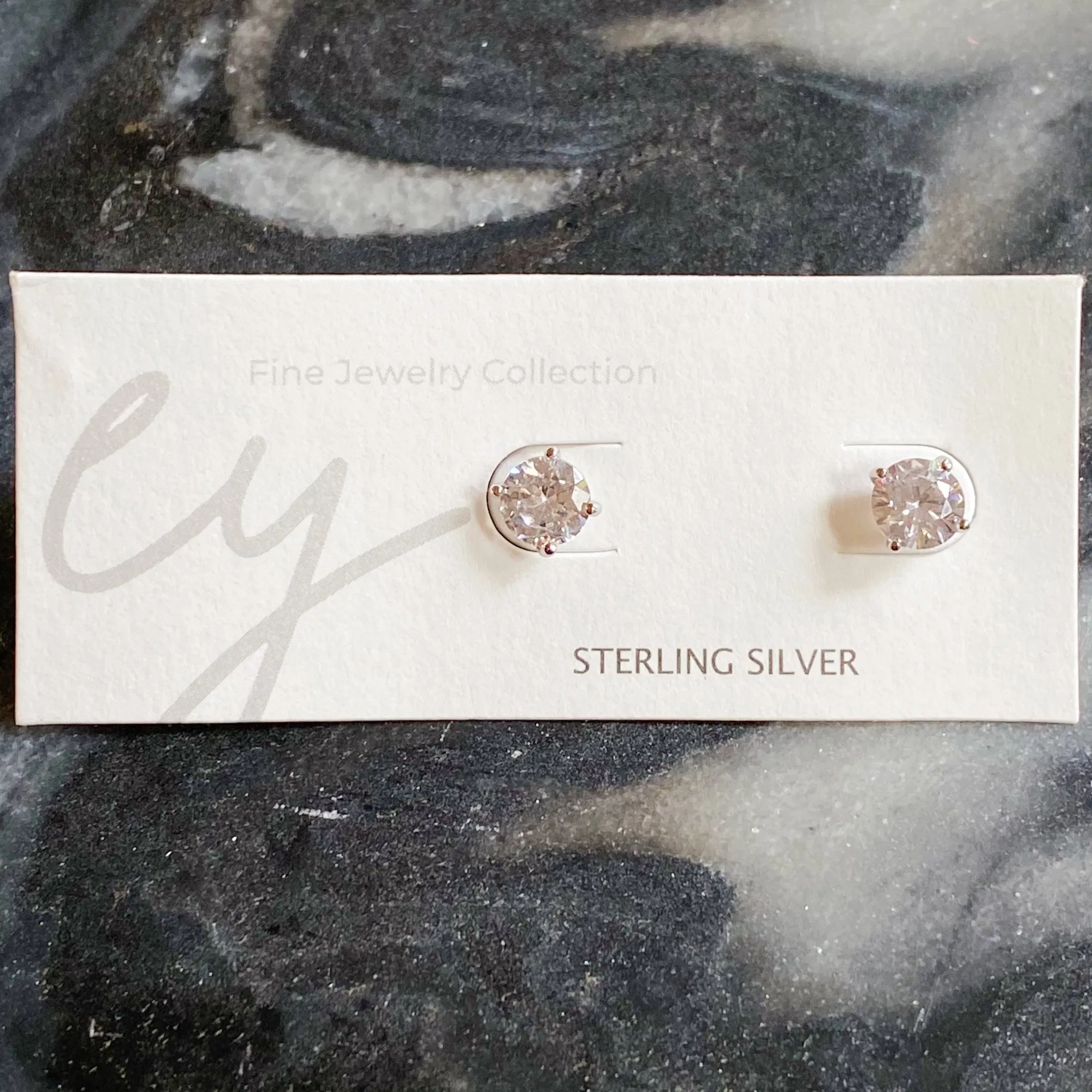 Brilliant Cut Sterling Silber Stud Ohrringe