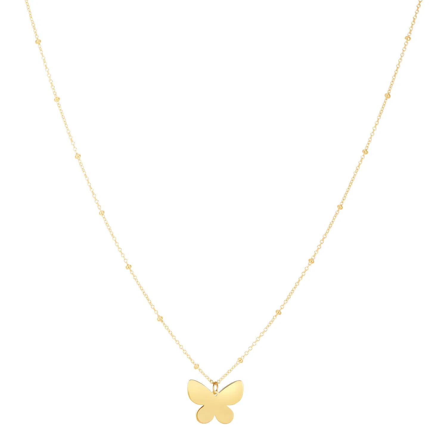 14 Karat gelbes Gold Ppillon Schmetterling Halskette