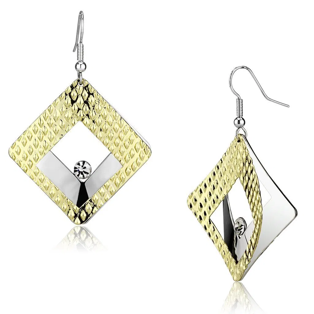 LO2673 - Gold + Rhodium-Eisen - Ohrringe mit Top-Grade - Kristall in Clear