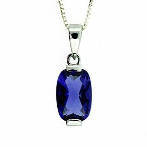 Sterling Silber Tanzanit CZ Solitaire Anhänger