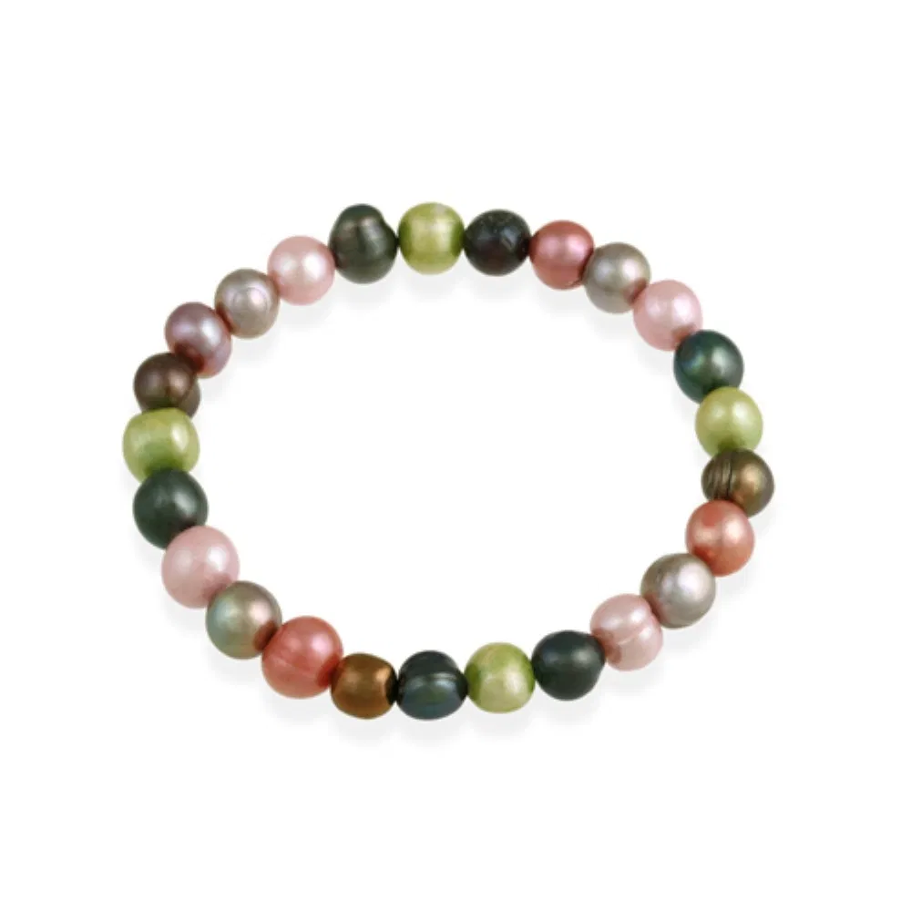 Echtes Frischwasser kultiviert 8x10mm Confetti Multi-Color Pearl Stretch Armband
