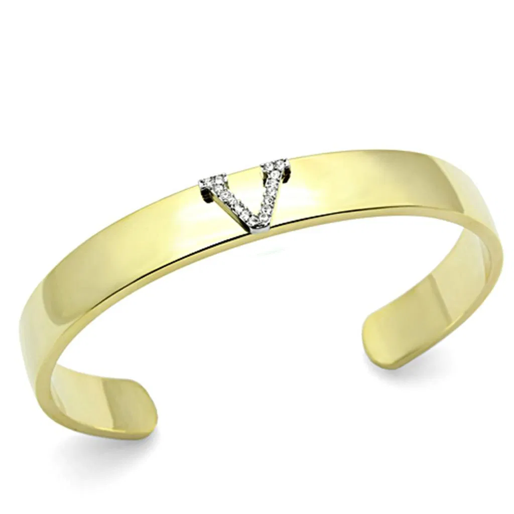 LO2591 - Gold + Rhodium Weißmetall Armbänder mit Top-Grade - Kristall in Clear