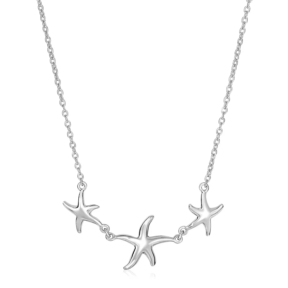 Sterling Silber Halskette mit drei Fischsternen