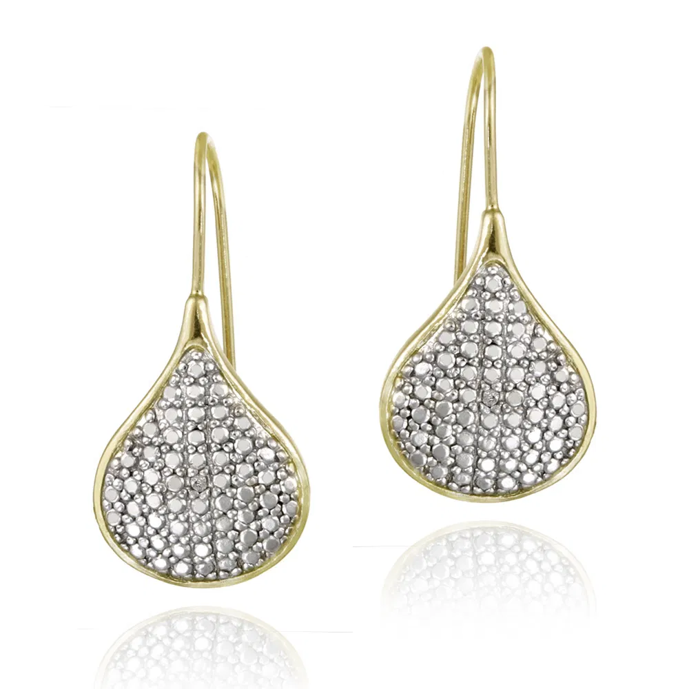 18 Karat Gold über Sterling Silber Diamant Akzent Tränentropfen Drop Ohrringe