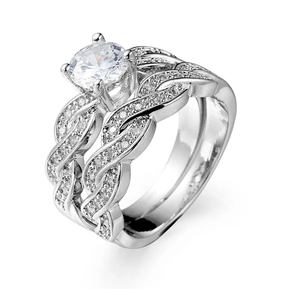 Europäische und amerikanische Weiße Zirkon Paar Ring