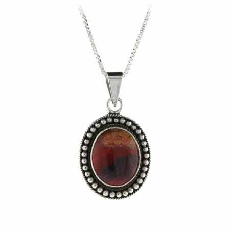 Echtes Chalcedit-Stein Sterling Silber Bali Perlen Oval Anhänger