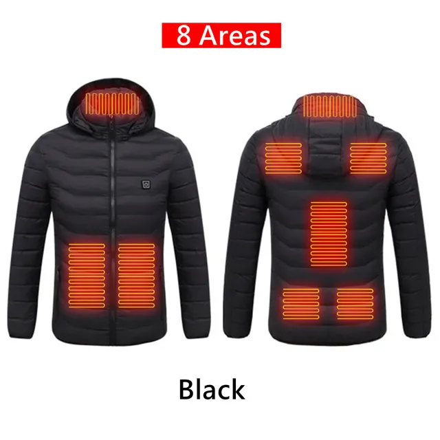 Männer 9 Bereiche beheizte Jacke USB Winter Outdoor elektrische Heizjacken Warme Sprots Thermal Mantel Kleidung Heizbare Baumwolljacke