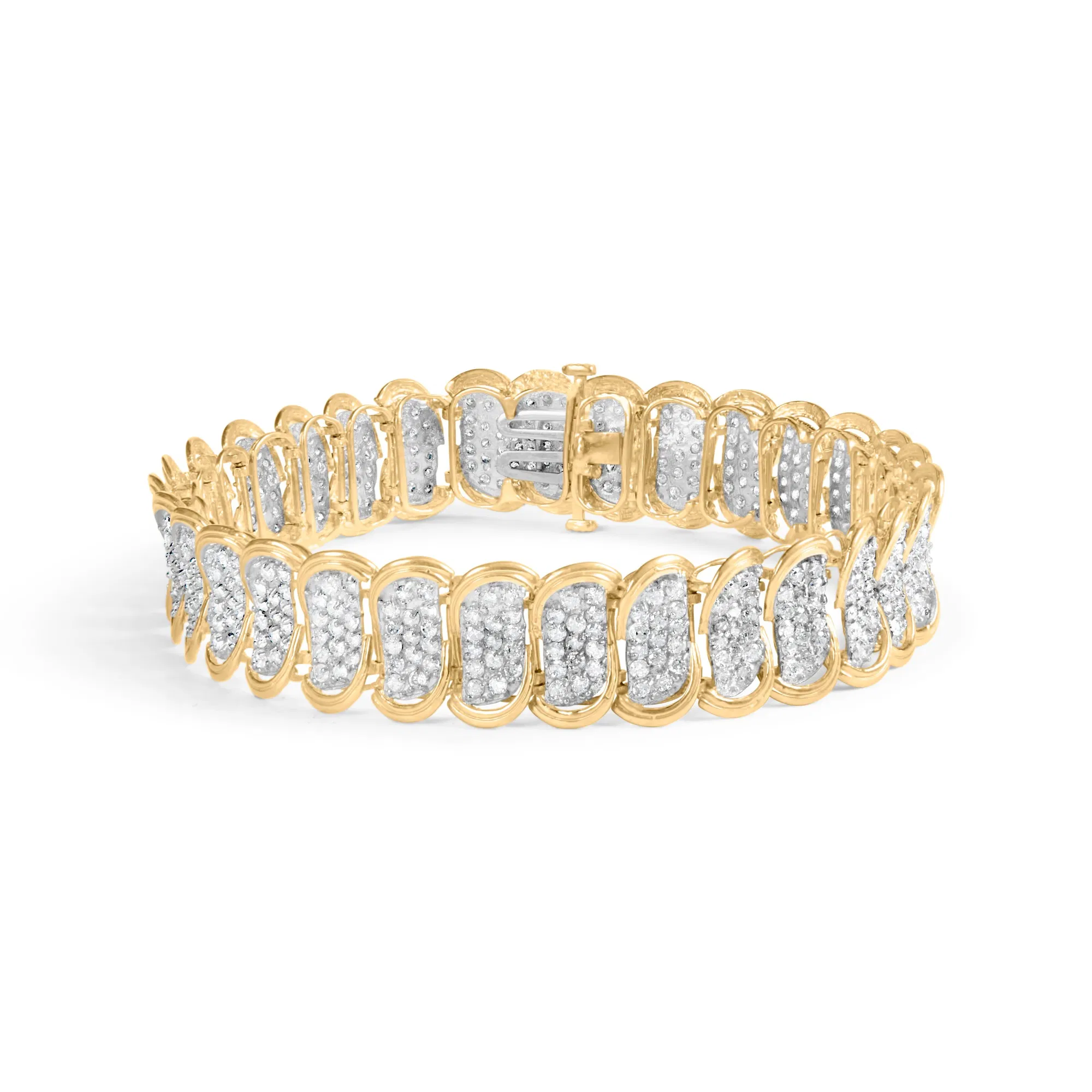 10 Karat Gelbgold 5,00 Cttw Diamant Oval Banded Link Armband (I-J Farbe, I1 - I2 Klarheit) - 7