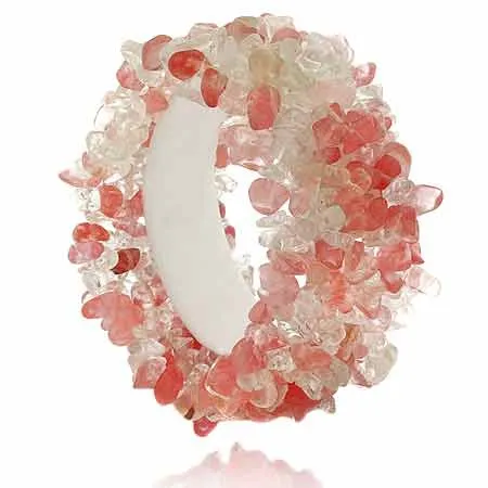 Stil Großer Chunky Echtes Cherry Quarz & Crystal Stone Chip Stretch Armband