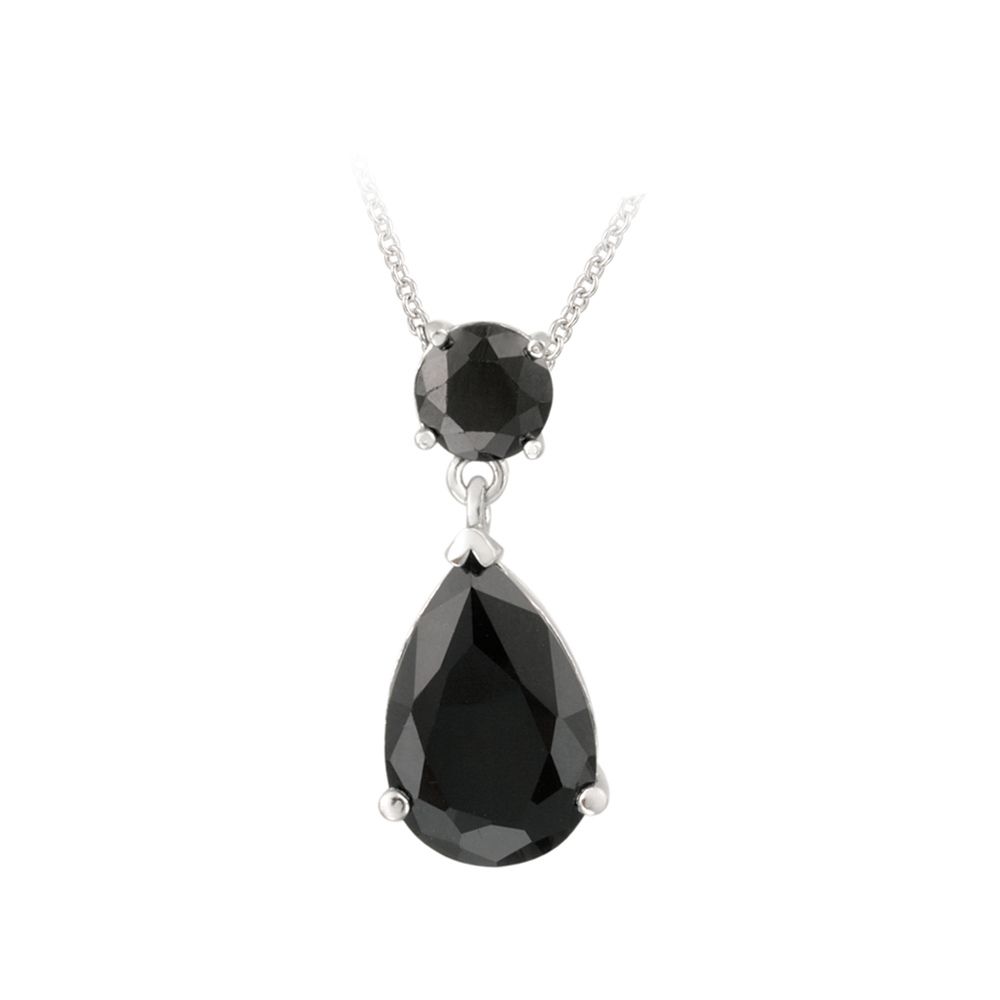 Sterling Silber 7.85ct Schwarz Spinel Hängende Tränentropfen Halskette