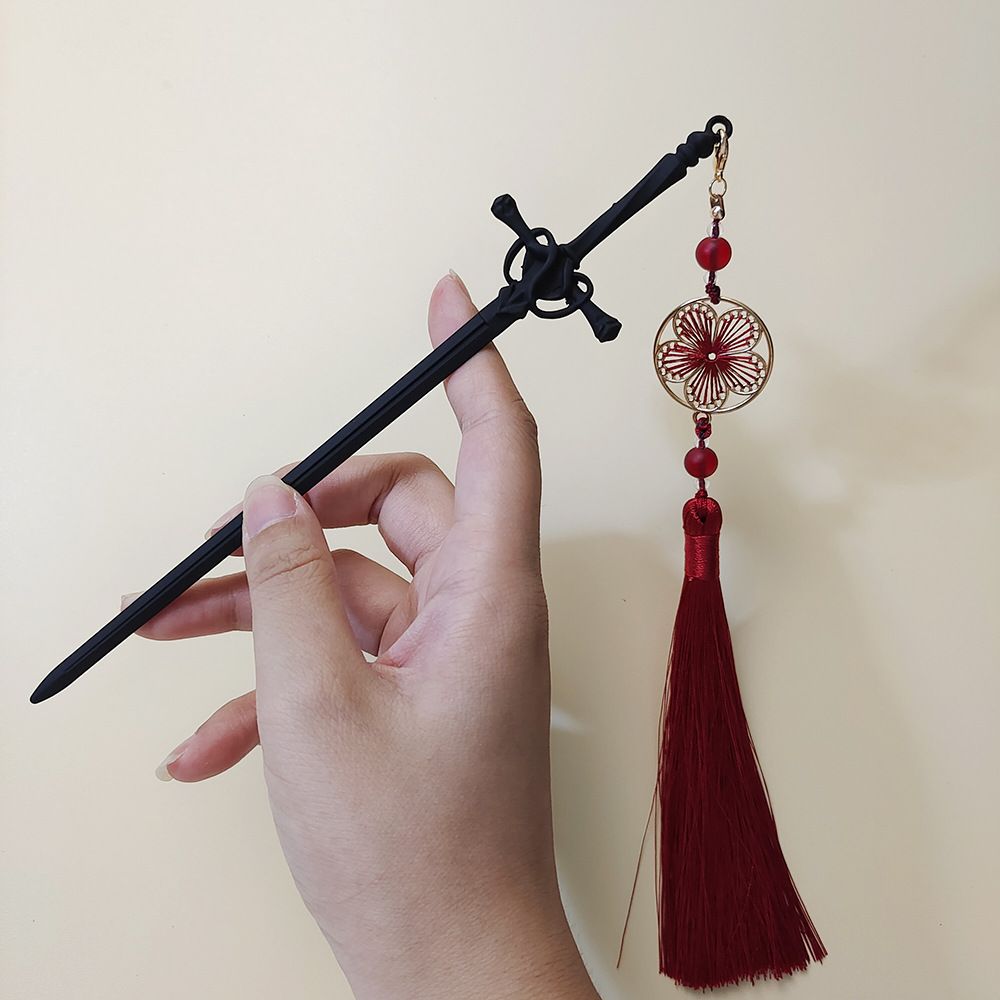 Schwert Haarnnadel Tassel Haarnnadel Updo Stil Antike Han Chinesische Kleidung Accessoires Ornament Modellierung Kopfhörer Haarnnadel Ziehen Haarnnadel Einfache Antike