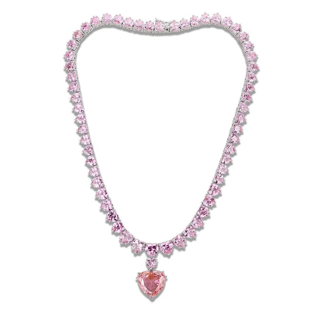 LO4705 - Rhodium-Messing - Halskette mit AAA-Klasse CZ in Rose
