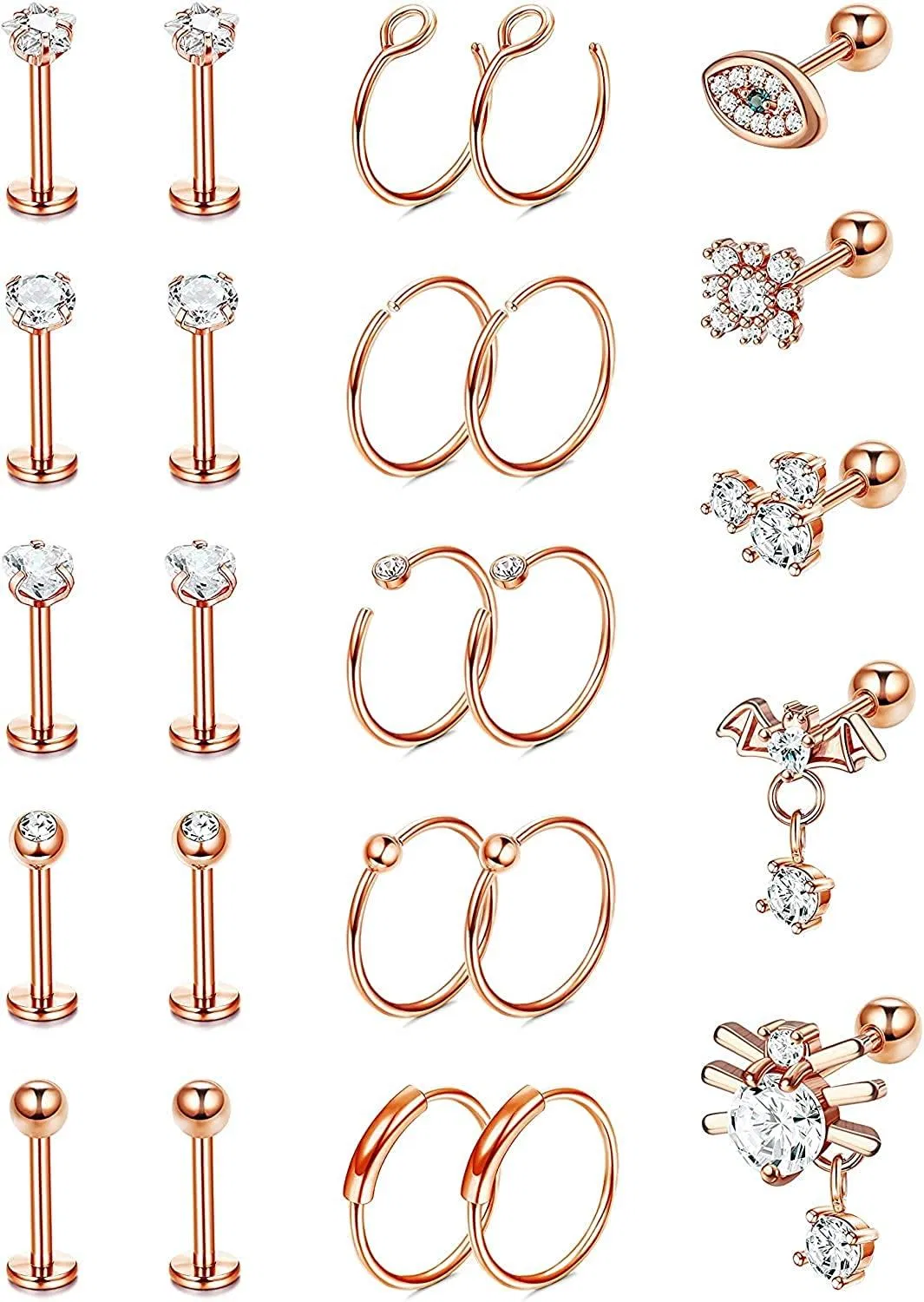 16G Knorpel Ohrringe Stud Hoop für Frauen Männer Tragus Stud Ohrringe Chirurgische Vorwärts Helix Ohrringe Hoop Conch Piercings Schmuck