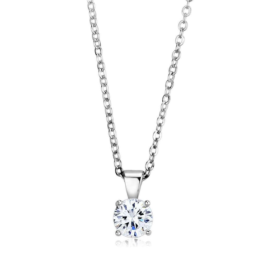 LO4129 - Rhodium-Brass - Kettenhänger mit AAA-Klasse CZ in Clear