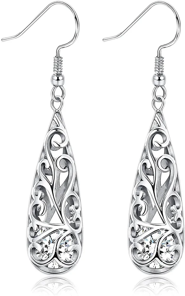 925 Sterling Silver Tear Drop Ohrringe Dangle für Frauen CZ Ohrringe Long Hang Mode Schmuck Geschenk Elegant Vintage