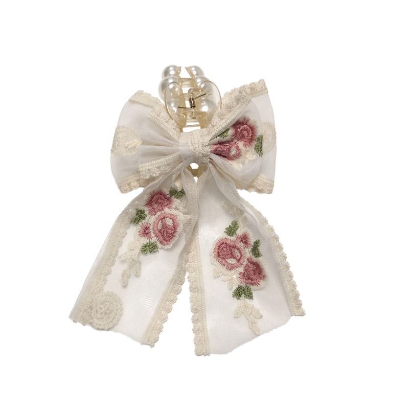 Frauen Sweet Lace Flower Bow Large Grab Hair Clip