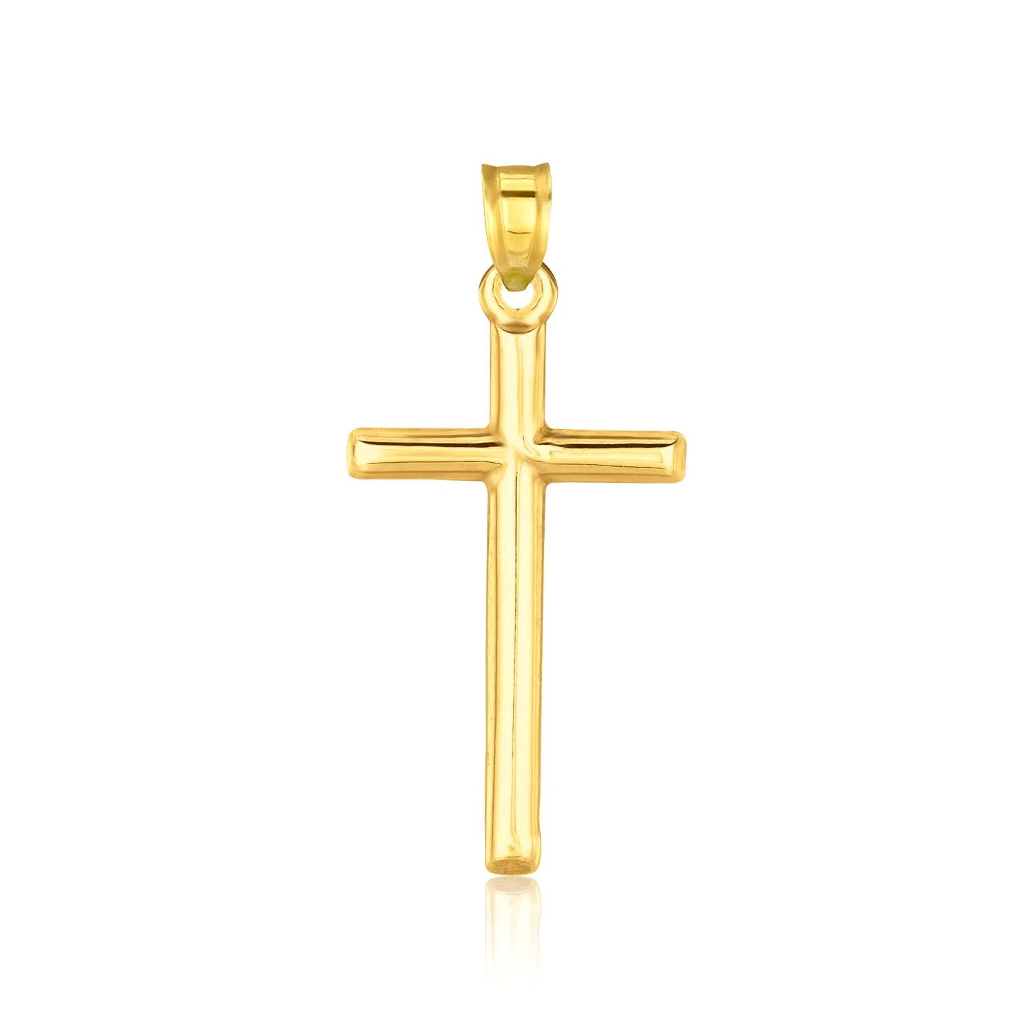 14 Karat Gelbgold High Polish Cross Anhänger