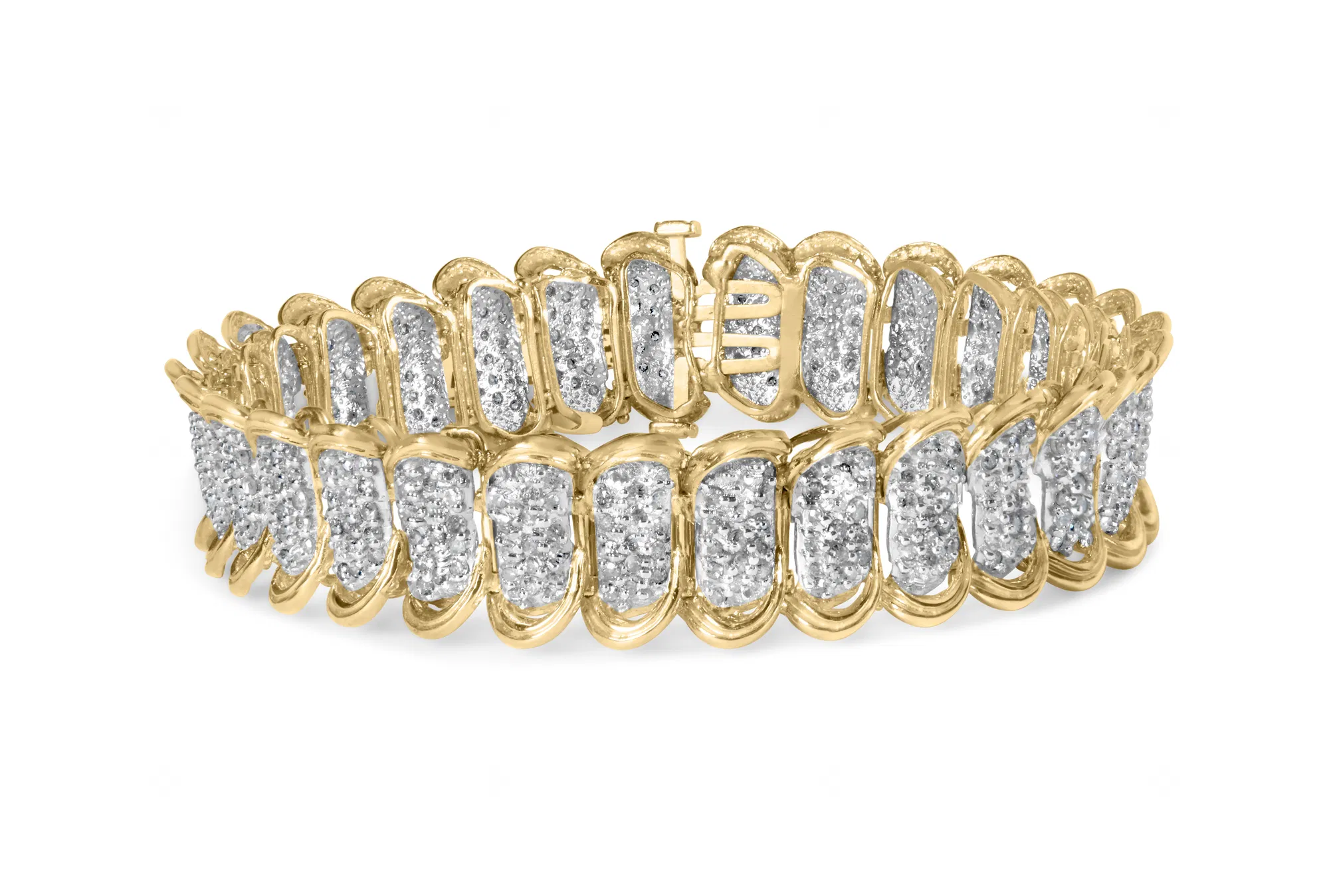 10 Karat Gelbgold 4,00 Cttw Pflaster Diamant Classic Link 7