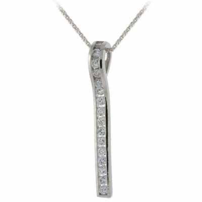 Long Designer Simulierte Diamant CZ Drop Silber Slide Anhänger