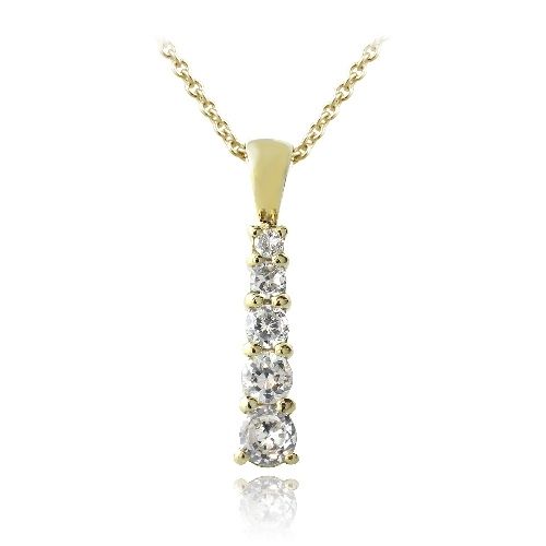 18 Karat Gold über Sterling Silber CZ Graduation Journey Halskette