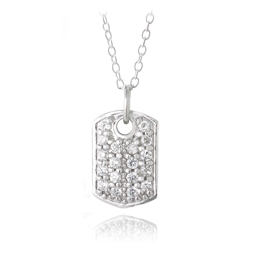 Sterling Silber CZ Hund Tag Novelty Halskette