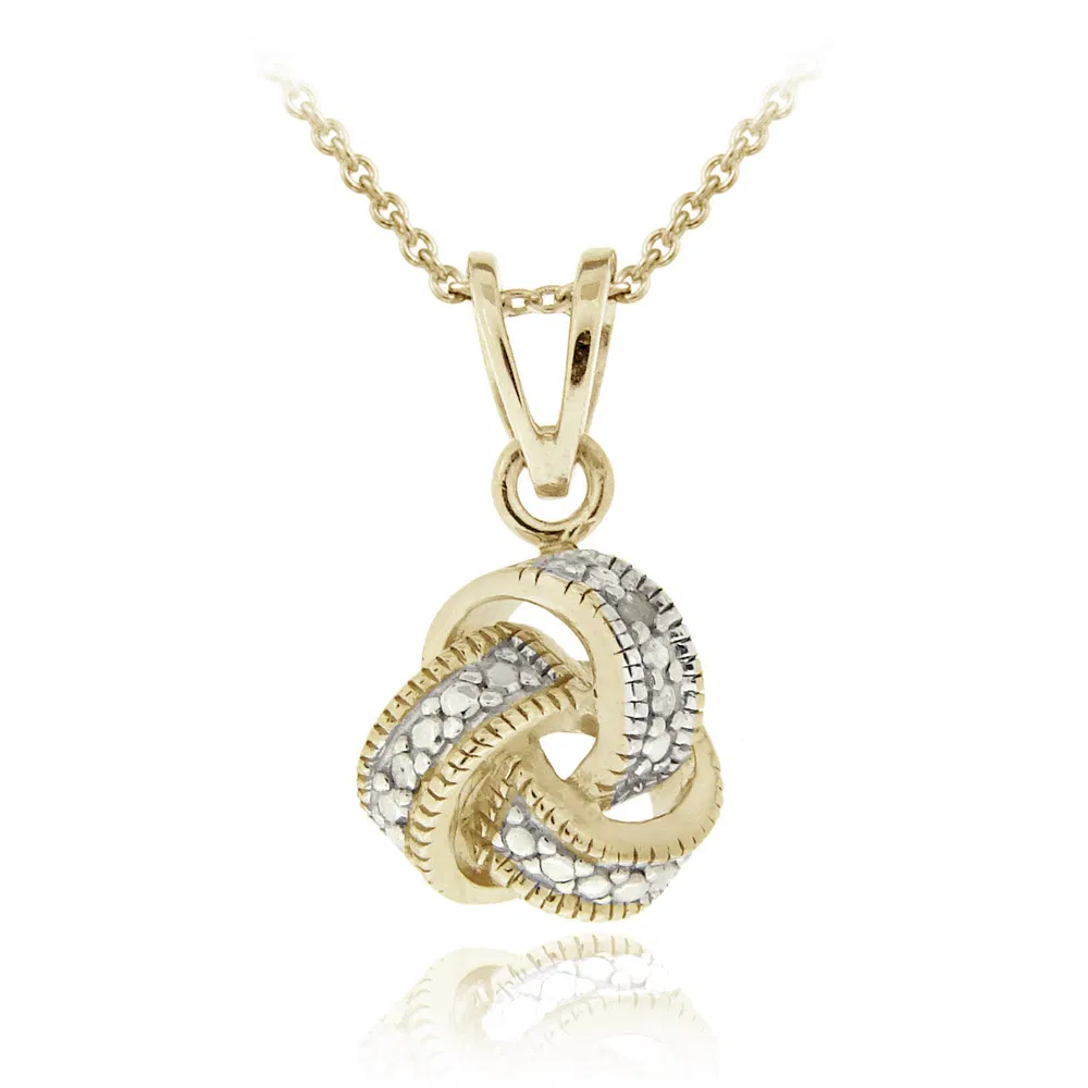 18K Gold Plated Diamond Accent Love Knot Halskette