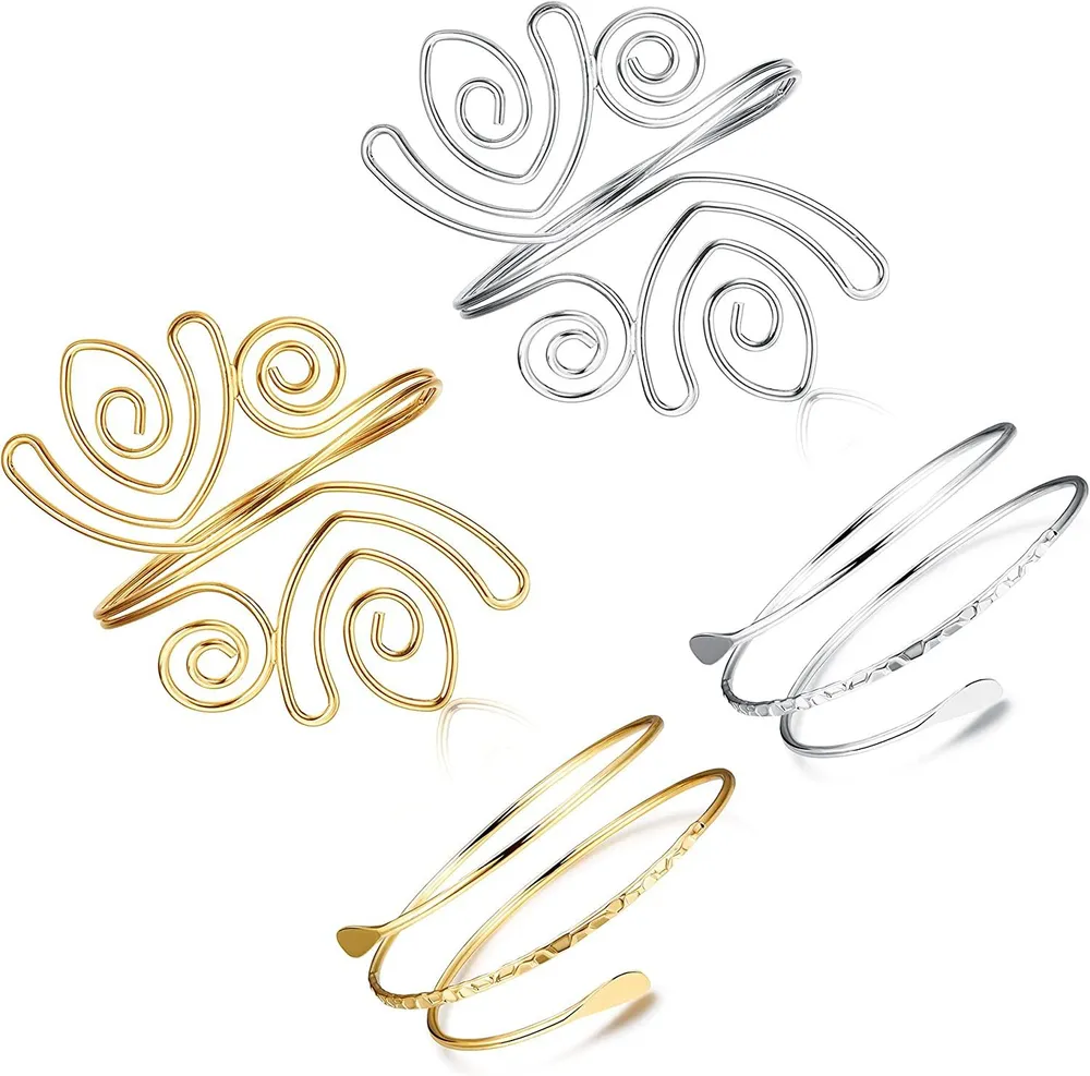 4pcs Coil Arm Cuff Open Upper Armband Armband für Frauen Adjustable Filigree Swirl Armband Armband Kostüm Schmuck