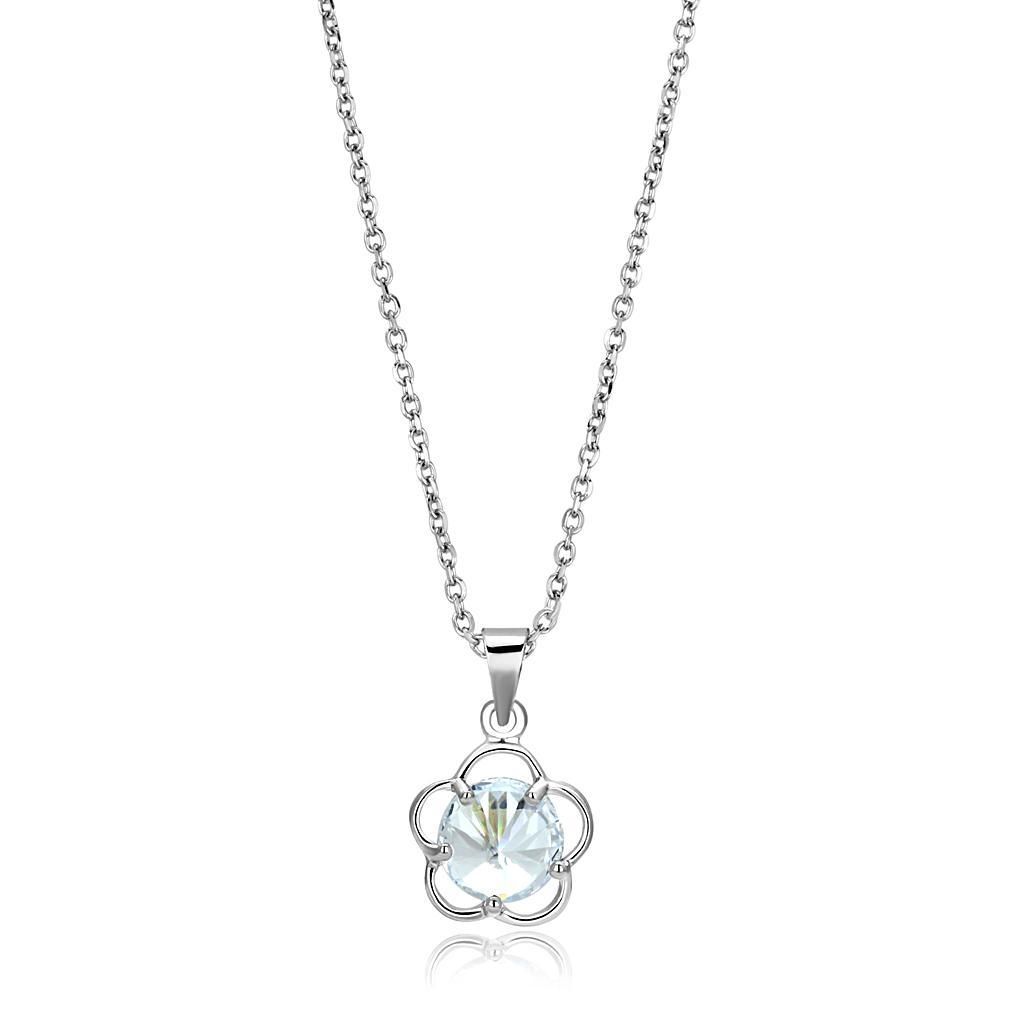 LO4143 - Rhodium-Brass - Kettenhänger mit AAA-Klasse CZ in Clear