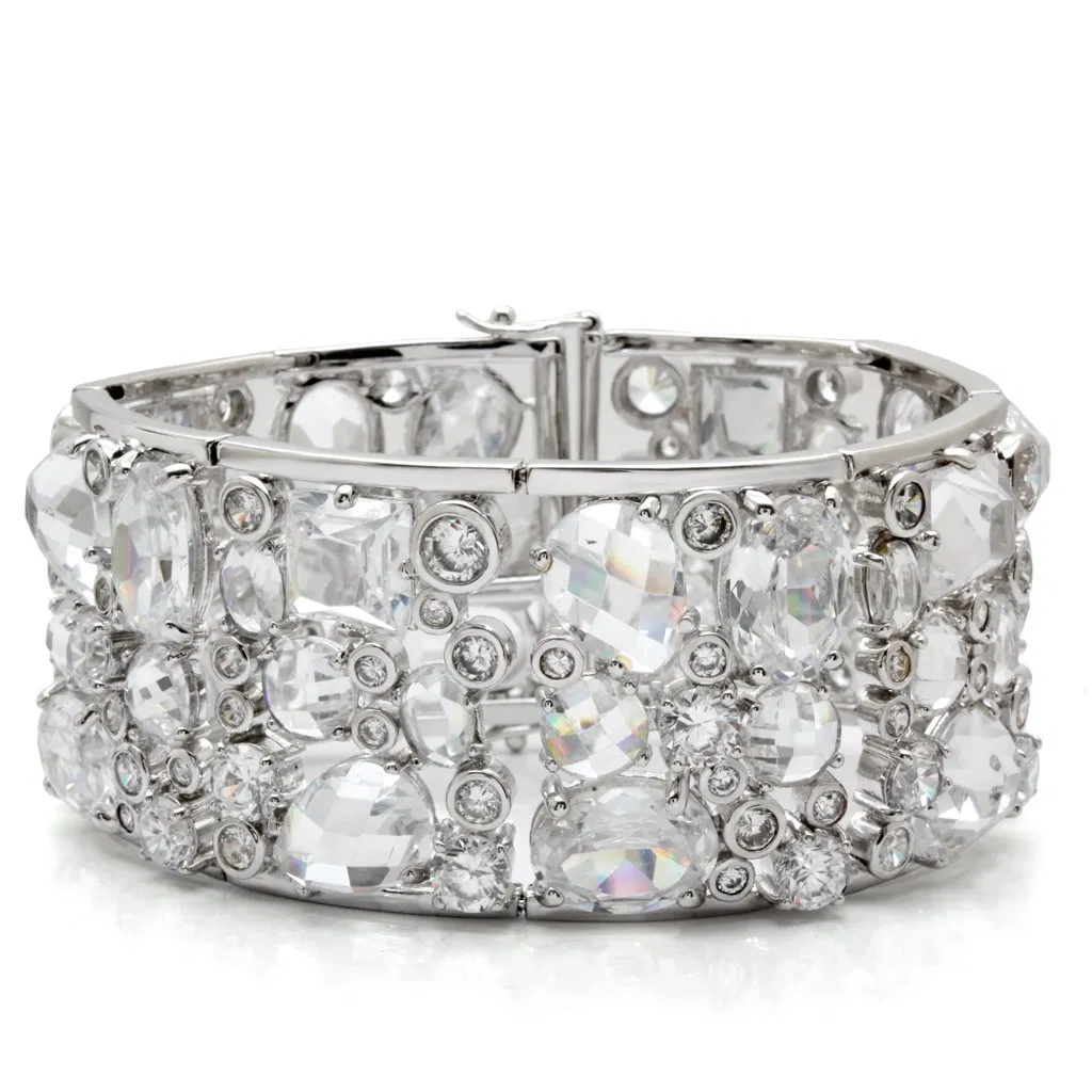 LO1456 - Rhodium-Brass - Armband mit AAA-Klasse CZ in Clear