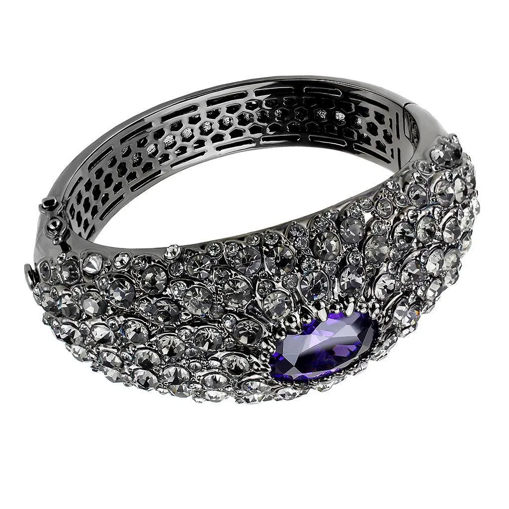 LO4275 - TIN Cobalt Schwarz Brass Armband mit AAA-Klasse CZ in Tanzanit