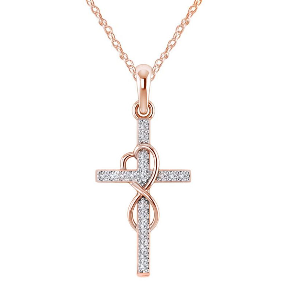 Klassische Frauen Kristallkreuz Halskette für Frauen Mode Herz Unendlichkeit Anhänger Halskette religiöser Schmuck christliche Taufe Geschenk