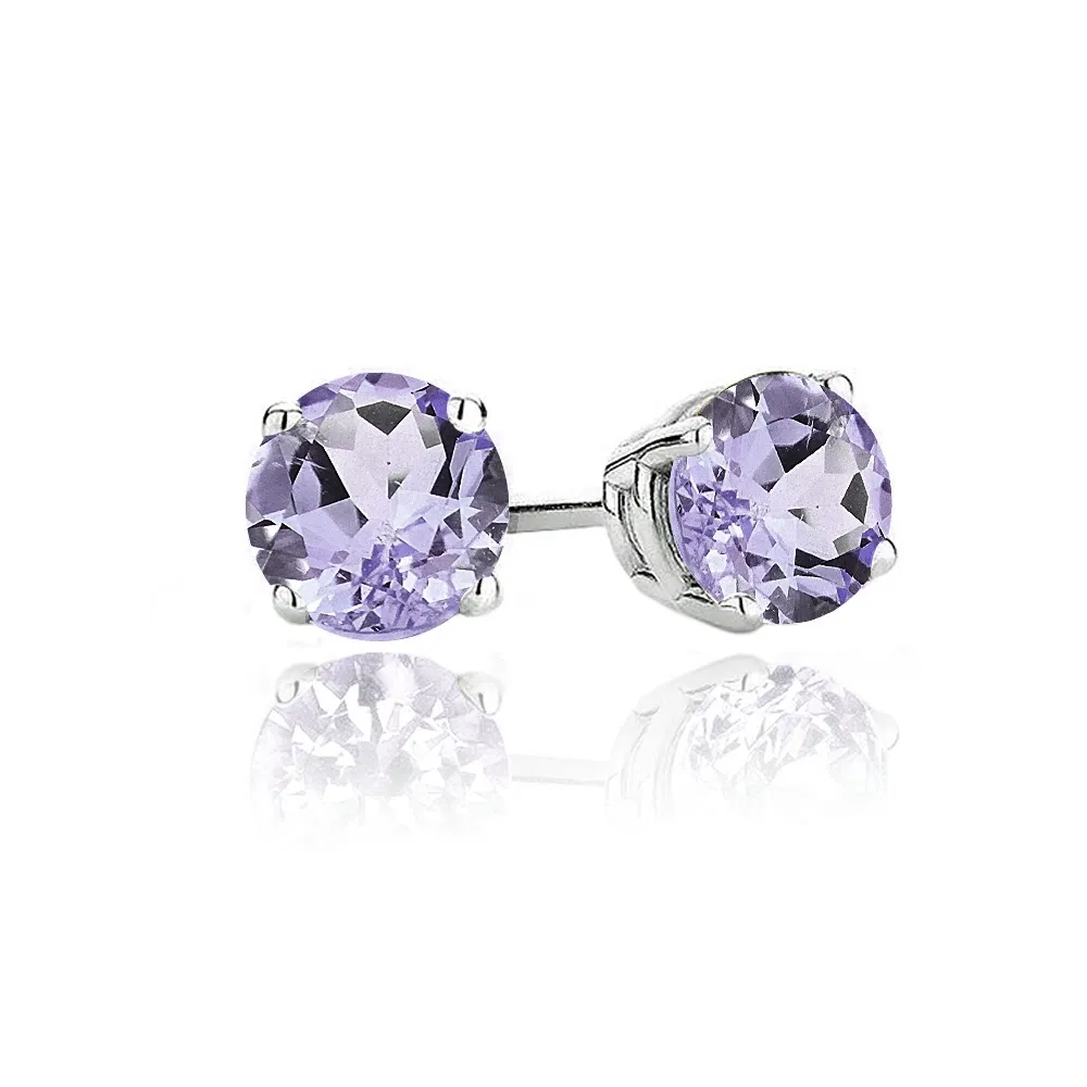 Sterling Silber .8ct Amethyst Round Stud Ohrringe, 5mm