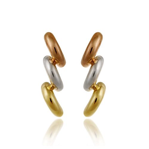 18 Karat Gold über Sterling Silber Tri Farbe drei Halbkreis Ohrringe