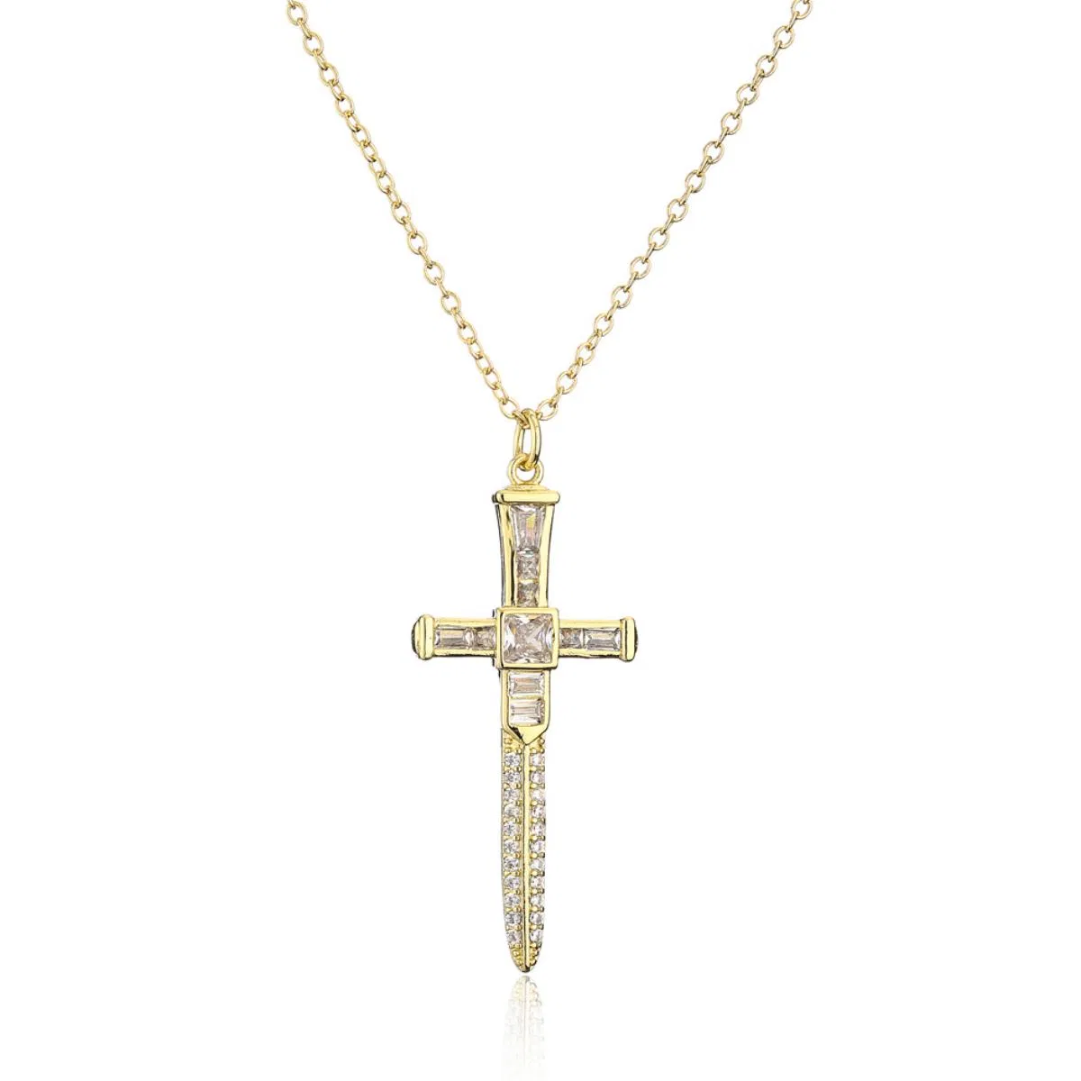 Goldplated Cross Choker Halskette einfacher Zircon Anhänger für Frauen Mädchen Geschenke zum Geburtstag Muttertag Weihnachten Jahrestag