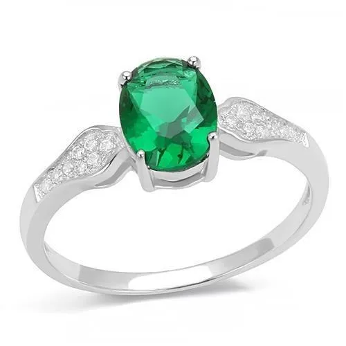 3W1387 - Rhodium 925 Sterling Silberring mit synthetischem Synthetischglas in blauem Zirkon