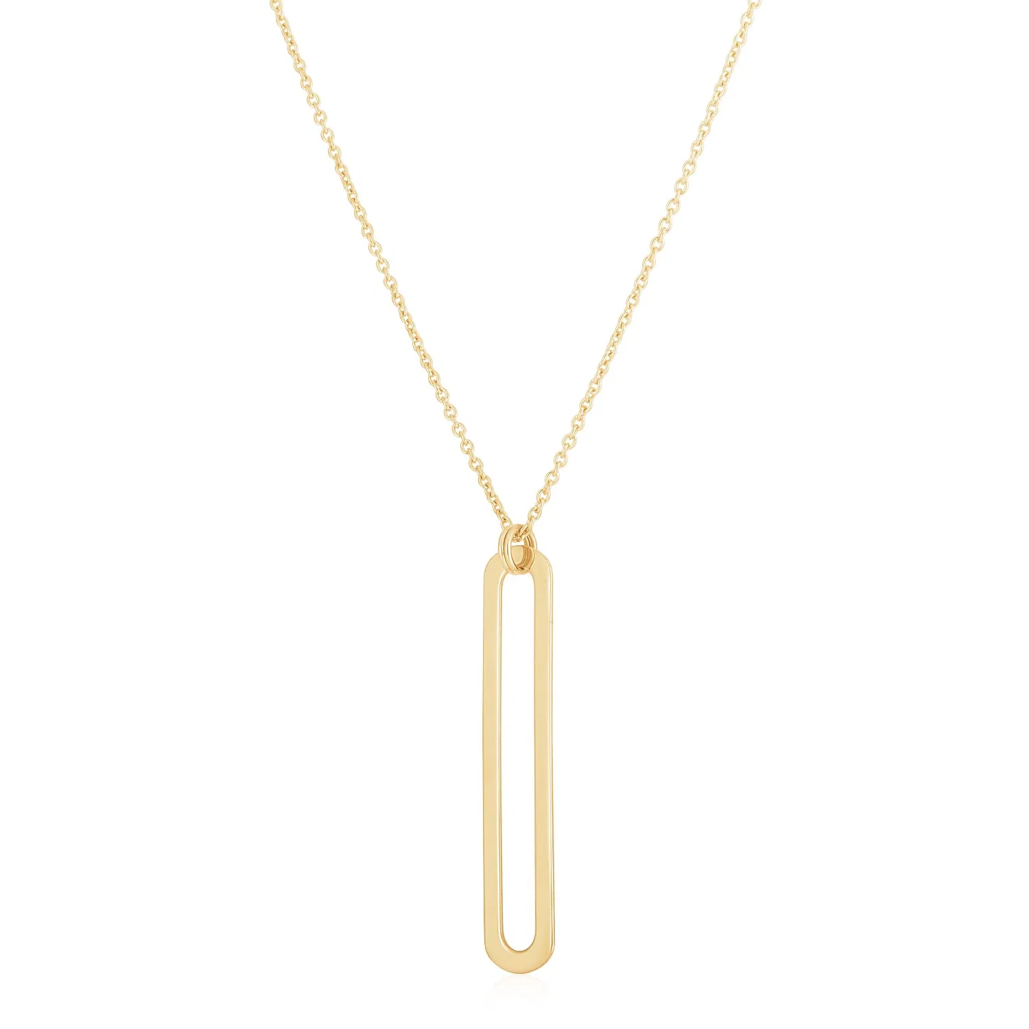 14 Karat Gelbgold High Polish Single Paperclip Link Halskette