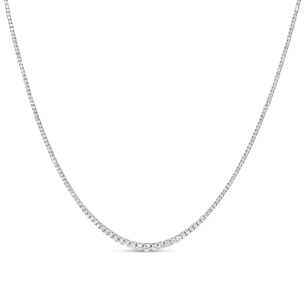 14K Weißgold 10.0 Cttw Graduated Lab-Grown Diamant Tennis Halskette (F-G - Farbe, VS2 - SI1) - 18