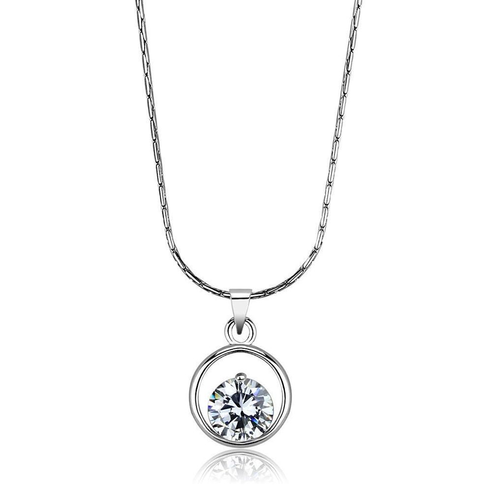 LO4153 Rhodium-Brass - Kette-Hänger mit AAA-Klasse CZ in Clear
