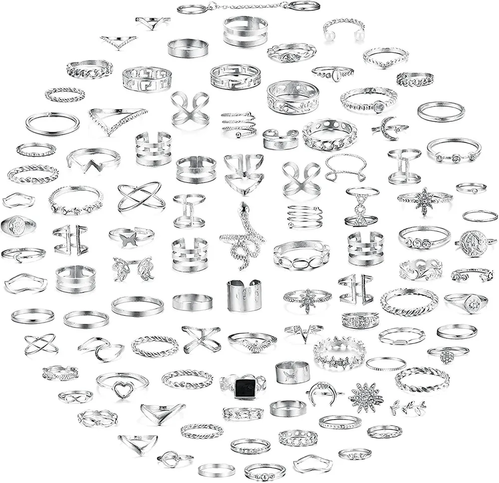 103 Pcs Knöchelringe für Frauen; Daumenringe für Frauen; Bohemian Ringe Set Vintage Stackable Ringe Hollow Butterfly Snake Joint Finger Ringe Set für Frauen Teenager Mädchen