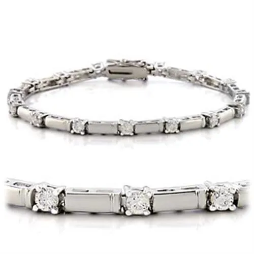 47403 - Rhodium Brass Armband mit AAA-Klasse CZ in Clear