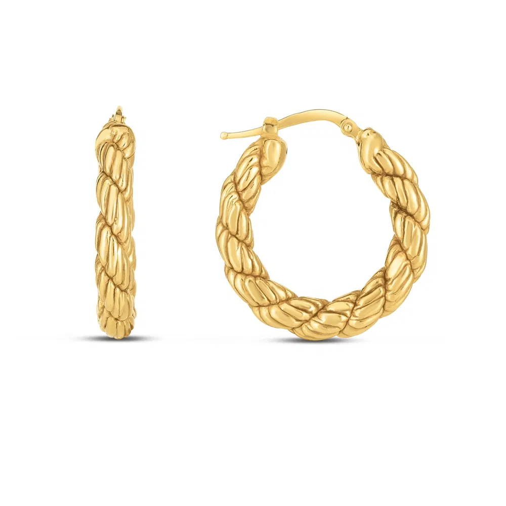 14 Karat Gelbgold Rope Hoop Ohrringe